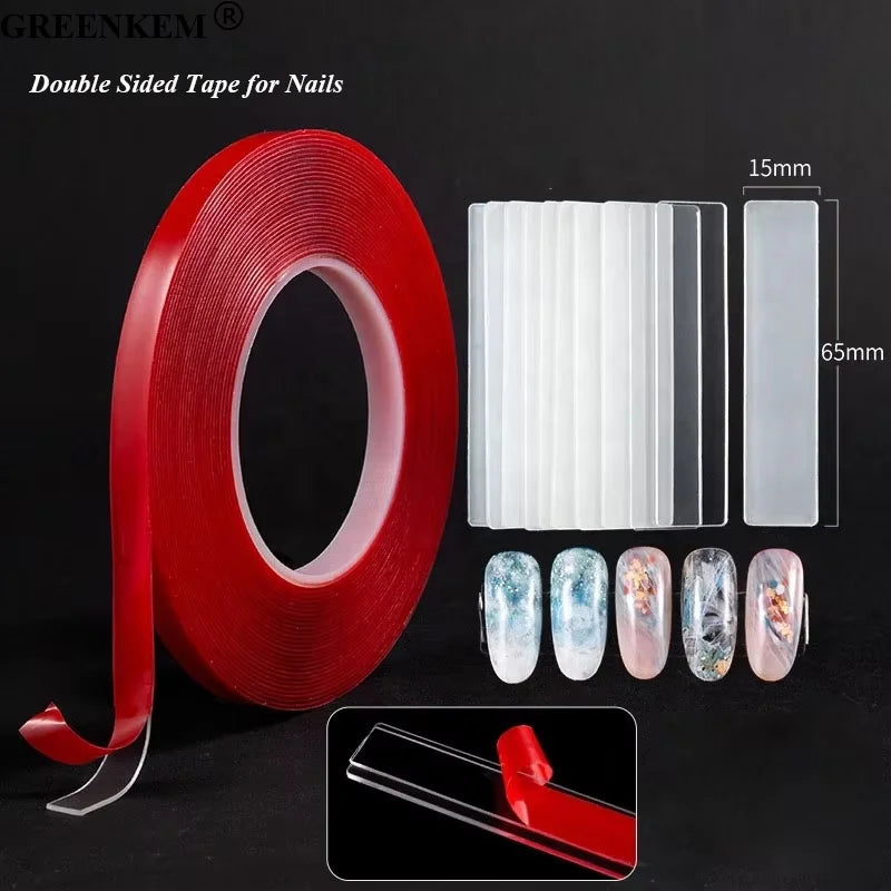 1 Roll 10M Waterproof Nail Transparent Tape False Nail Art Display Strong Sticky Double Sided Tape for Nails
