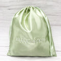 Promotional Gifts Silk  logo Printed Pouch Green Wig Container Bag  Custom logo Underwear Cloth Shoe Satin Drawstring Bag