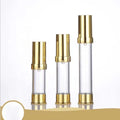 50ml Plastic as Airless Pump Bottle Gold/Silver Cap Low MOQ Travel-Friendly Airless Container for Shampoo Lotion Blush Wig Care
