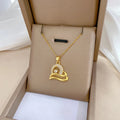 Titanium Steel Rainbow Heart Light Luxury Full Diamond Zircon Necklace Charm for Women Wedding Engagement Jewelry