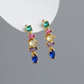 Fashion Jewelry 925 Sterling Silver Earrings rainbow Colorful Stud Earrings Women Gold Plated Silver Jewelry Women