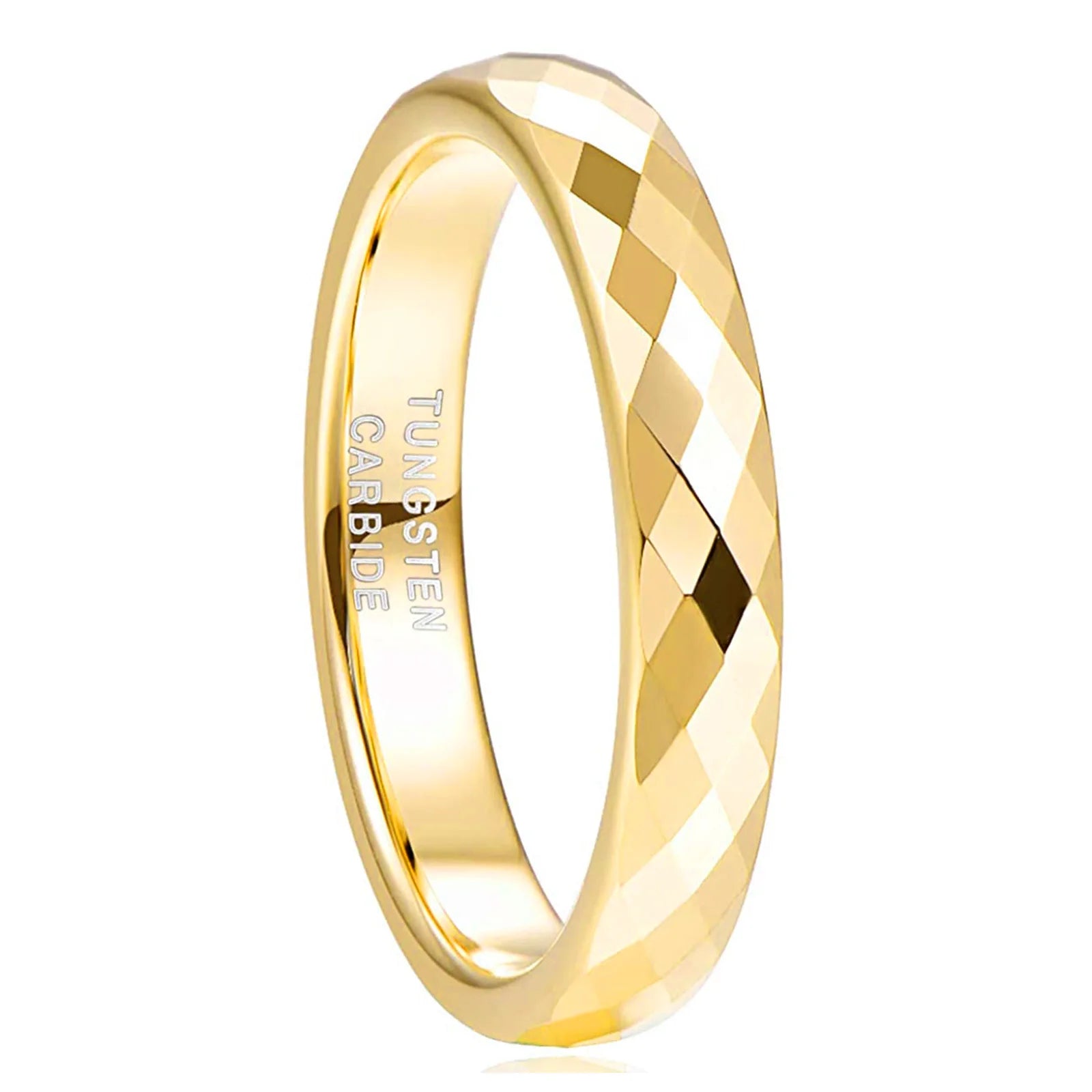 OAHLAN 4mm Men Women Multi-Faceted Tungsten Carbide Rings Rose Gold/Black/Gold/Silver Engagement Wedding Bands Fashion Jewelry