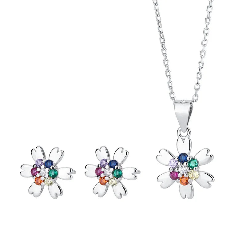 Fashion Anniversary Necklace Jewelry Gift for Women S925 Sterling Silver Personality Jewelry Set