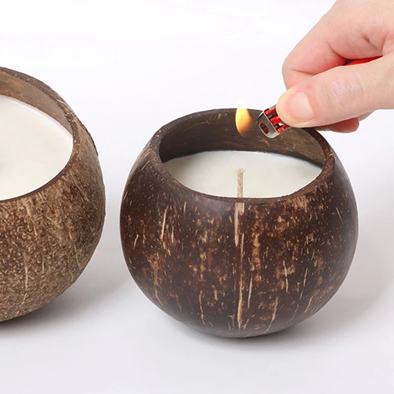 Organic Handcrafted Christmas Coconut Decor Bowl Natural Eco-Friendly Candle Holders