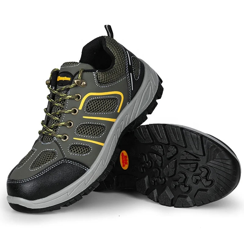 For GUYISA Lightweight Anti-slip Men's Safety Shoes Breathable Construction with Steel Toe-Puncture-Proof for Factory Use