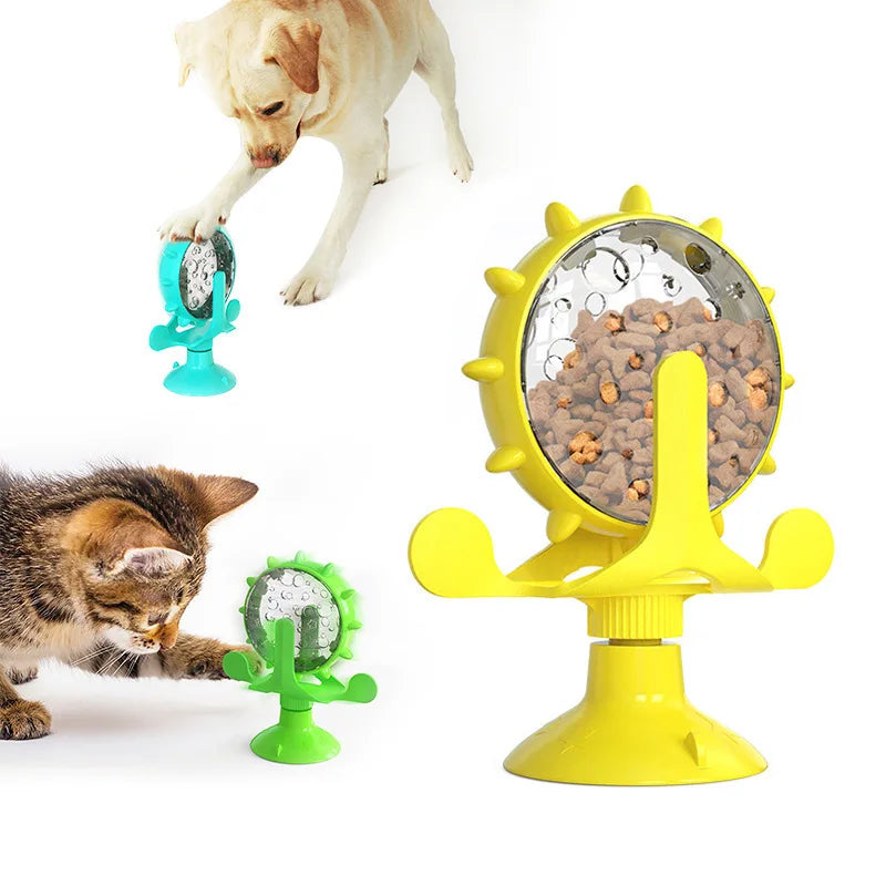 Modern Classic Interactive Dog Training Puzzle Toy Self-Rotating Windmill Turntable for Slow Eaters Cats TPR PC for Dog Training