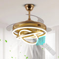 Gold Crystal Luxury Flush Mount Chandelier Modern Dimmable Ceiling Fan Light with Remote for Room or Bar Application