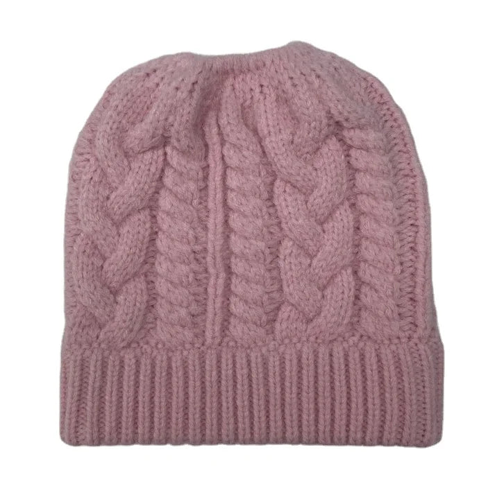 Hot Style Pure Color Bennie Hat  Knit Horsetail Cap for Ladies