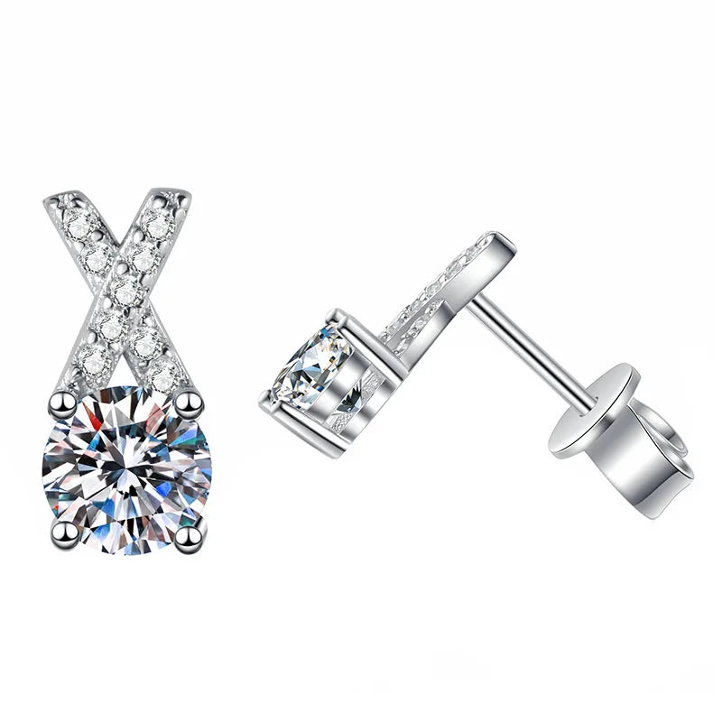 Elegant S925 Sterling Silver Luxurious Moissanite Gemstone Earrings Fine Jewelry