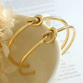 Vintage 18k Pvd Gold Plated Knot Cuff Bangle Lovely Stainless Steel Knotted Open Cuff Bangle