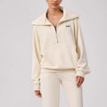 F230694 Custom Women Half Zip Heavyweight Pullover Warm Fleece Cotton Blank Oversized Zipper Turn-down Collar Sweatshirt