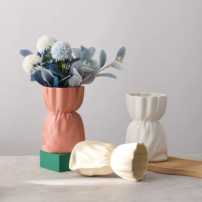 Modern Luxury Ceramic Vase Green Hydroponic Plant Matte Home Decor Living Room Wholesale Housewarming Gift Ornaments Includes