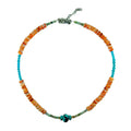 925 Sterling Silver Natural Turquoise and spiny 4 mm Arizona Beaded 16inch Necklace