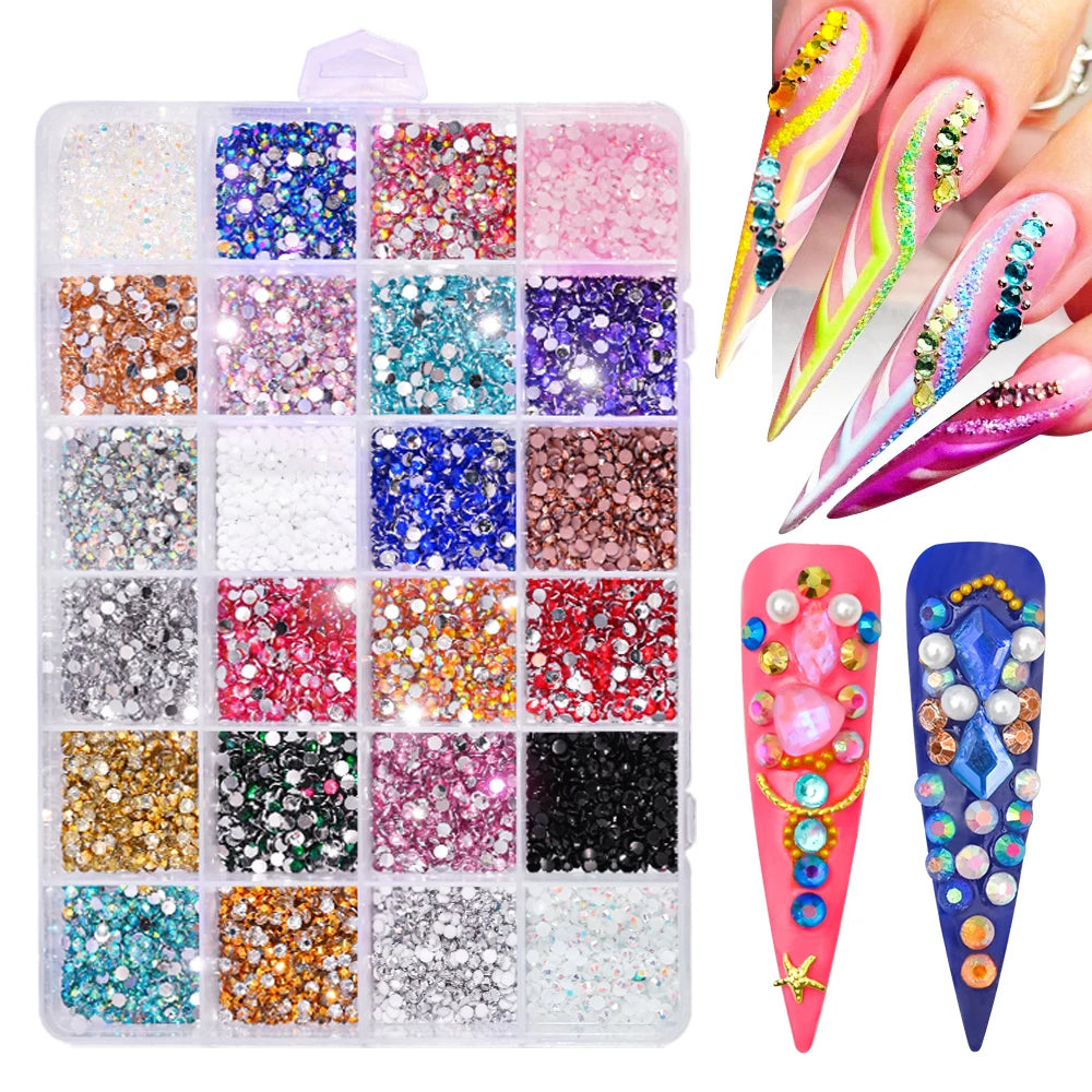 10000pcs/Box 3mm AB Colorful Nail Rhinestones Flatback Crystal Diamond Gem-s 3D Glitter Nail Art Luxurious Nail Decorations