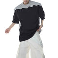 Custom Gothic Knitted Blank Irregular Splicing Short Sleeve Crew Neck Men T Shirts Casual Wear