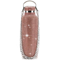 2021 New Design Girl Rhinestone Diamond Crystal Luxury Stainless Steel Water Bottle Vacuum Flask With Chain
