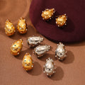 Trendy 18K Gold Plated Stainless Steel Geometric Fashion Hollow Tear Earrings Droplet Shaped Zircon Hollow Earrings Jewelry