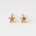 LOZRUNVE 925 Sterling Silver Tiny Single Stone Star CZ Stud Earring for Girl Women Gold Plated