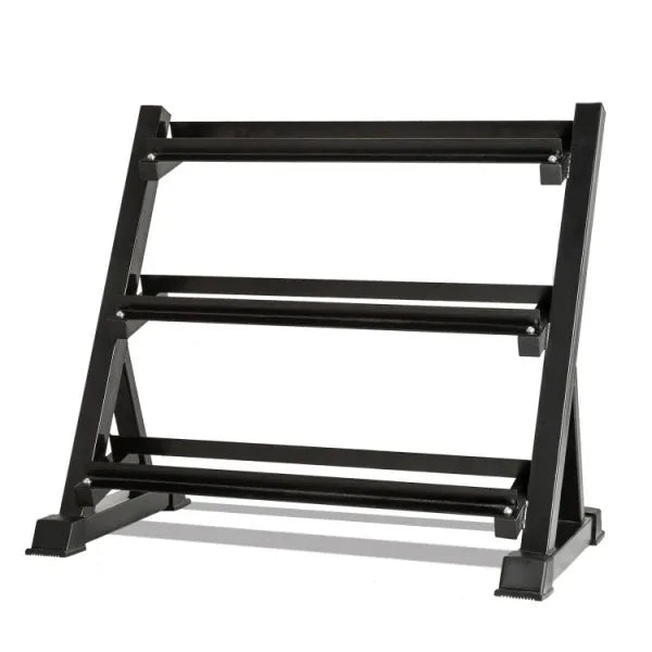 High Quality 3 Tiers Iron Dumbbell Rack Commercial Gym Fitness Equipment for Home Use 2mm Thickness with Hex Dumbbells