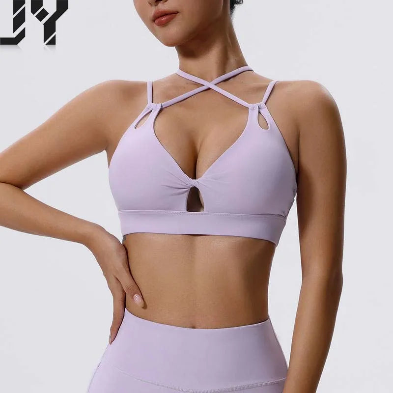 2025 Hot Sale Women's Lightweight Seamless Yoga Bra Beautiful Back Fitness Running Vest Shockproof Chest Pad Naked Shoulder