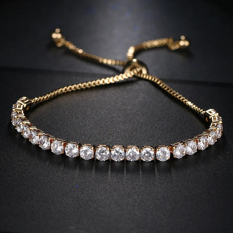 SLBRIDAL Sparkling Charm Fashion Cubic Zirconia Bracelet Girls CZ Daily Bracelet Gift Wedding Bridal Bridesmaids Women Jewelry