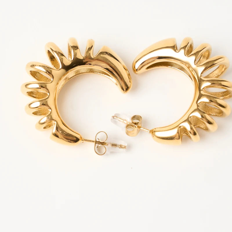 Wholesale Hollow Personality Irregular Dropshipping 18k Gold Jewelry Stainless Steel CC Earrings