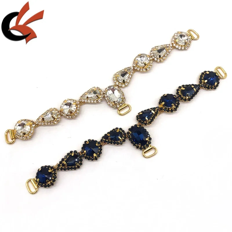 Metal Shining Diamante Sew-On Rhinestone Shoe Chain Crystals Accessories Buckles for Shoes Belts Bags Garments