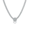 925 Silver 18K White Gold Plated Round Cubic Zirconia Tennis Chain Necklaces for Gifts Engagements Parties
