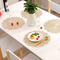 Cheap Washable Small Circle Braided PVC Gold and Silver 1mm Thick Country Style Eco-Friendly 30x45cm Table Mats Household Items