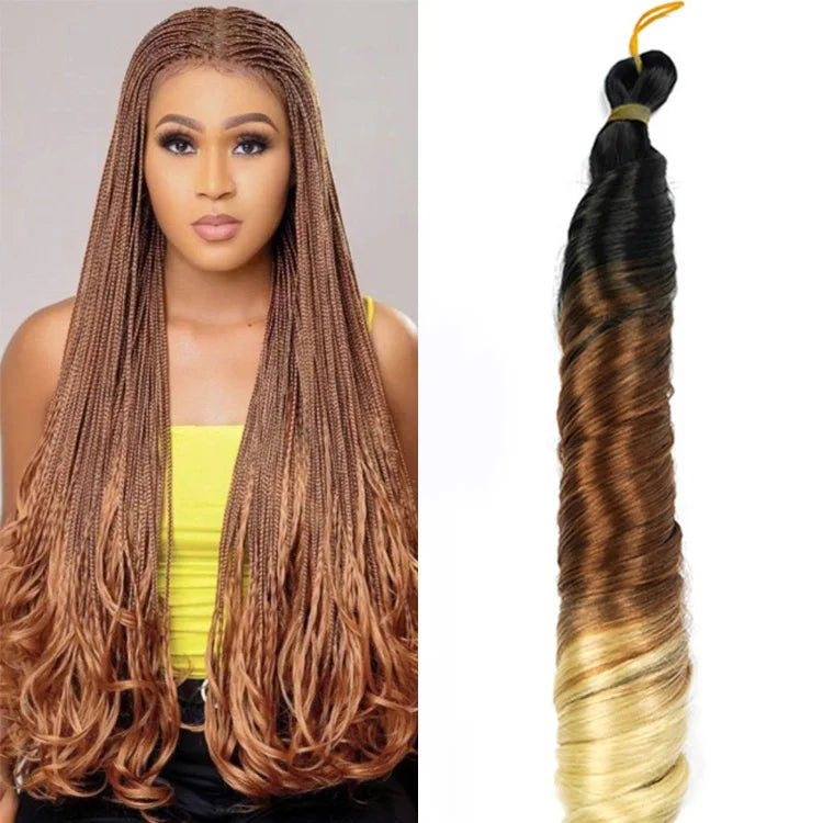 Synthetic High Temperature Dyed French Curl Spiral Braiding Hair Extension 24inch 150g Single Weft Customizable Length Silky