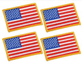 3.5 X 2.5. Inch Large Size American US Flag Embroidered Cloth Sew on Iron on Patch Golden Yellow Border