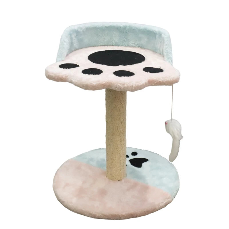 Sturdy Eco-friendly Wooden Cat Tree Simple Small Feature Toy Scratcher and Velvet Climbing Design Made with Sisal