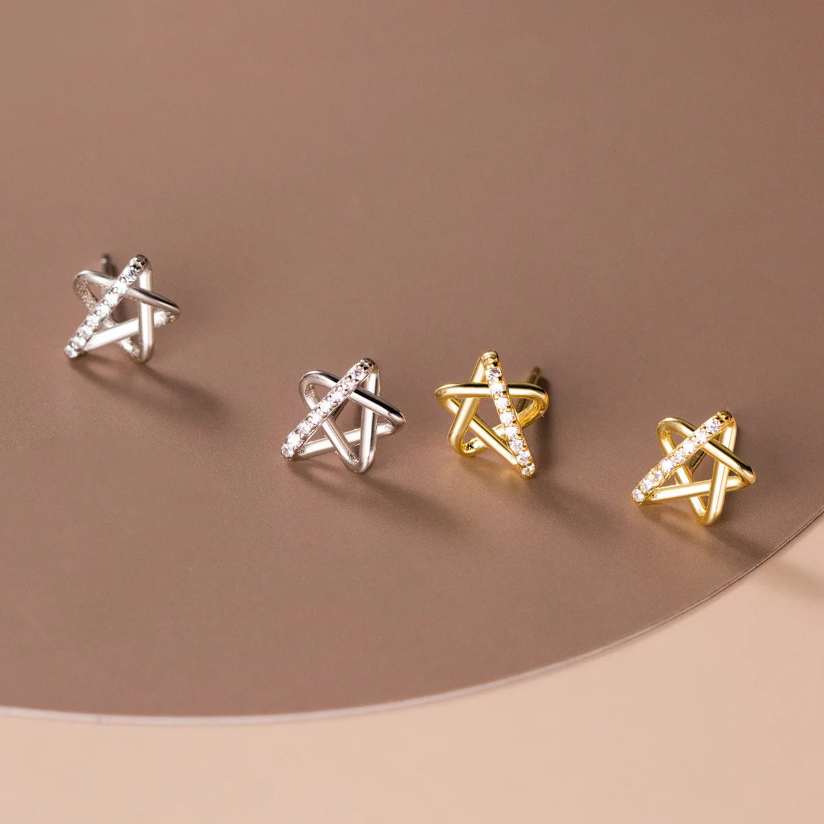 New Design S925 Sterling Silver CZ Pave Star Stud Earrings Silver Jewelry for Women M01473