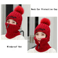 Winter Warm Fleece Beanie Hat Men Knit Skull Scarf Neck Warmer Wind Cold Proof Thick Plush Women Ear Protection Cap