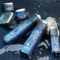 Eco Friendly Luxury Men Cosmetic Sustainable Matte Blue Glass Lotion Cream Skincare Packaging Bottle Set