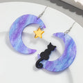 Creative Starry Sky Mixed Color Marble Moon Resin Cut Elegant Cat Gold Stars Asymmetrical Jewelry Acrylic Drop Earrings 2024