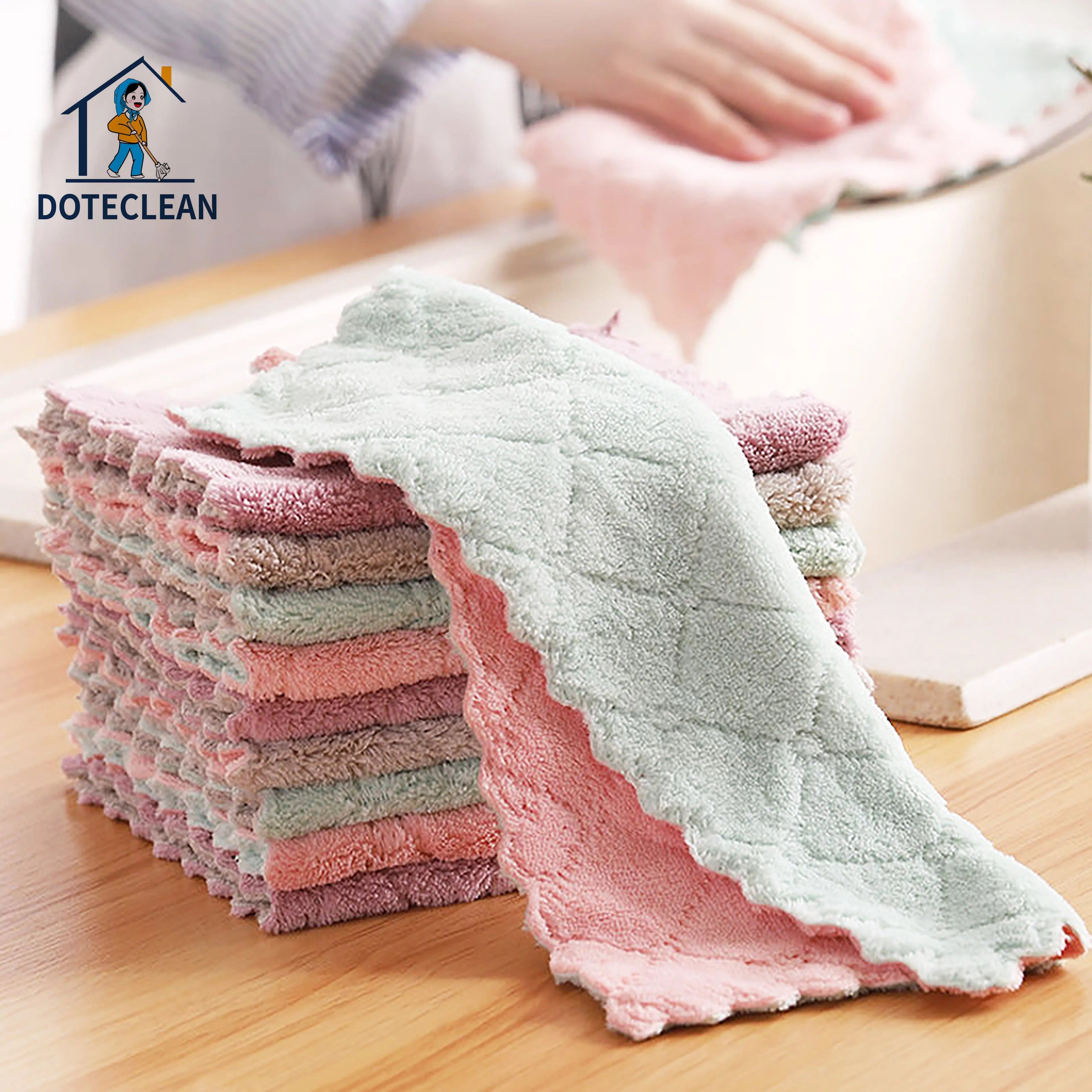 Doteclean Eco-friendly Microfiber Kitchen Cleaning Cloth 30x30cm Oil-free Super Cleaning Ability for Dish and Bowl Washing