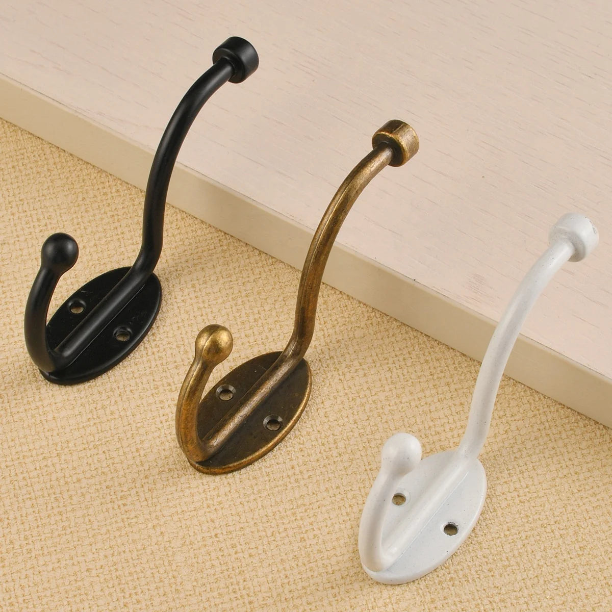 Clothes Hook Punch Wall Metal Wall Hooks Black Coat Hook 2 Hooks Modern Multifunction Luxury Zinc Alloy Wardrobe Hanger