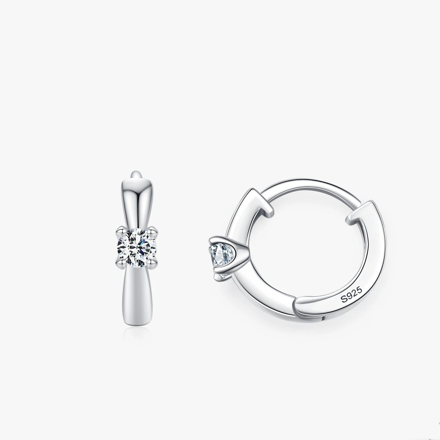 Ailmay Fashion 925 Sterling Silver Round Clear Zircon Geometric Hoop Earrings for Women Engagement Anniversary Fine Jewelry Gift