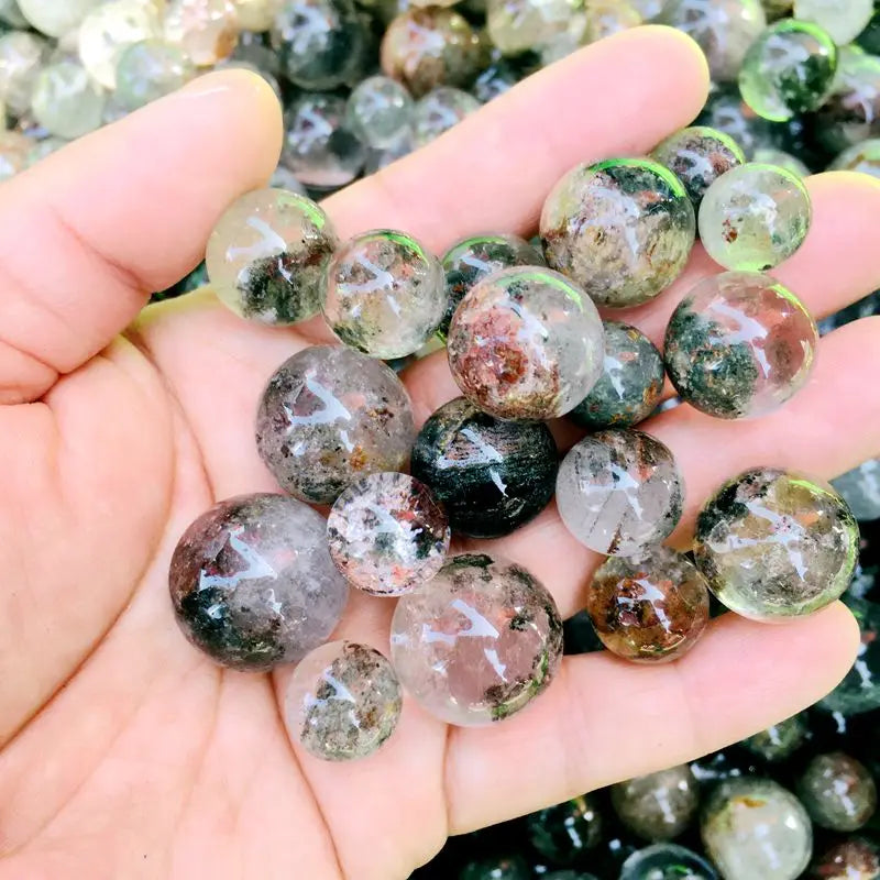 Nature Mini Crystal Phantom Balls Manual Polishing Ghost Gemstone Sphere for Healing