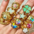 HP Ins Style Love Flower butterfly Ring Women Copper Plated Real Gold Heart Shaped Rings
