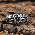 Free Sample Vintage Stainless Steel Gothic Jewelry Heavy Solid Back Multi Skull Band Rings for Men Boy Size 7-15