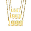 925 Sterling Silver Year Number Necklace Long Chain Initial Name 18K Gold Finish Personalised Fashion Jewelry for Men Women Gift