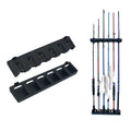 Black Horizontal 6-Piece Fishing Rod Rack Wall-Mounted Garage Fishing Pole Holder Plastic Rod Saver