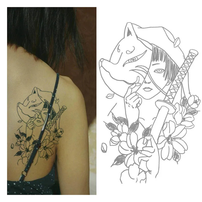BXTATS Custom Japanese Geisha Style Water Transfer Tattoo Sticker Semi-Permanent Last 2 Weeks Temporary Made Paper for Body