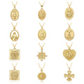 SC Wholesale Religious Gold Goddess Maria Necklace Fashion Zircon Necklace Vintage Cross Jesus Pendant Necklace for Women