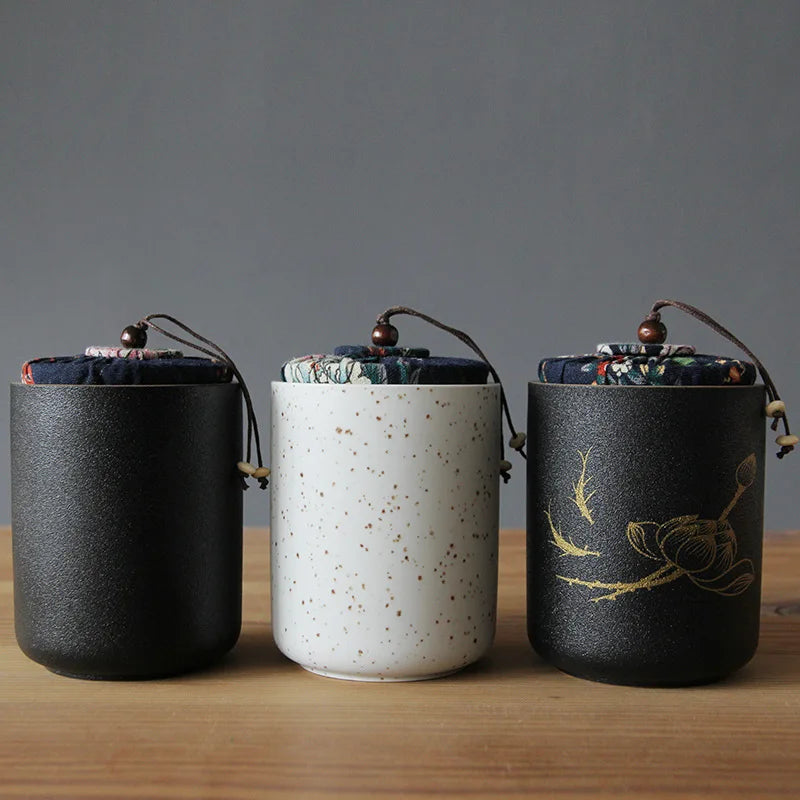 Black Pottery Tea Caddy