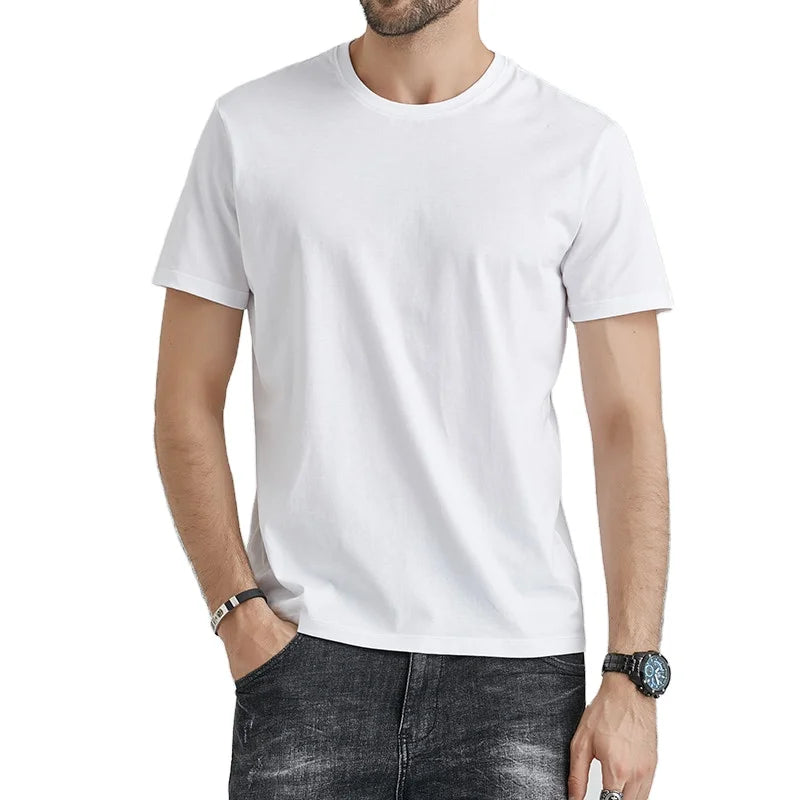 Customizable 100% Cotton Woven T-Shirts Men's Short Sleeve Round Neck White Cotton Campaign Shirts Printed Blank Plain Design