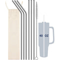 300mm Reusable Long Straw Metal Straw Stainless Steel Straw with Pouch for Tumbler
