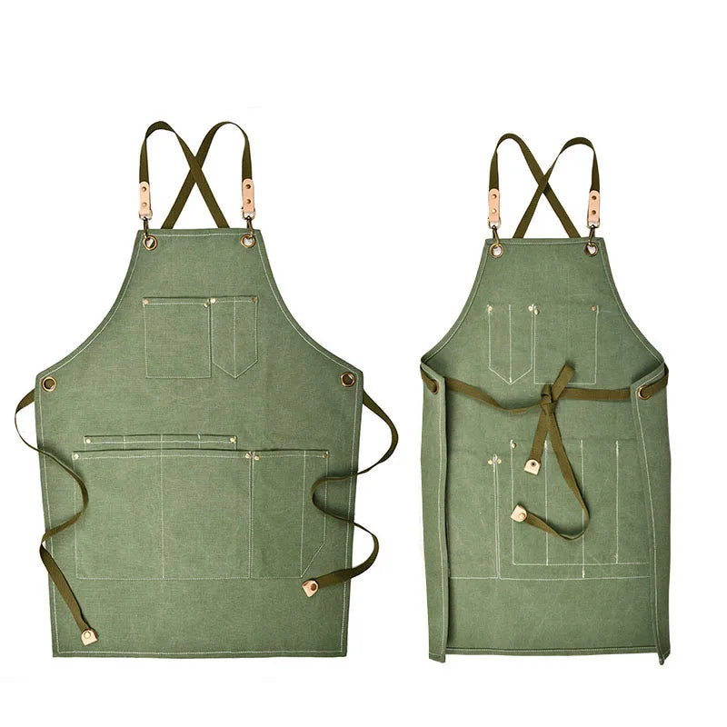Korean Canvas Apron Reusable Fashionable Sleeveless Bib Customized LOGO Drawing Coffee Baking Cake Shop Nail Art Work Clothes